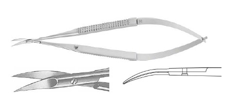 МІКРО-НОЖИЦІ ПЛОСК. РУЧК. /ПЕРЕХРЕС. ЗЄДН. ВИГНУТ. 160MM